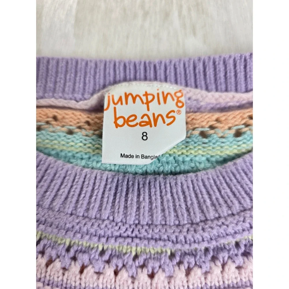 Jumping Beans Kids Size 8 Pastel Rainbow Stripe Knit Sweater Boho Cottagecore